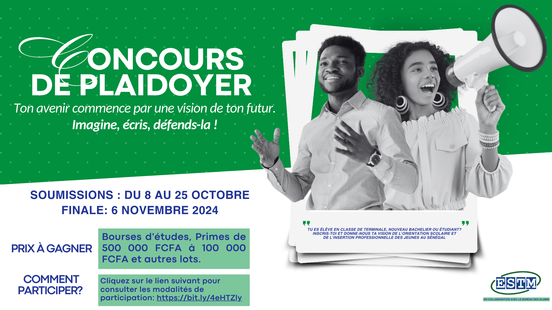 🎓 Concours de Plaidoyer ESTM 2024 : Imagine ton avenir !